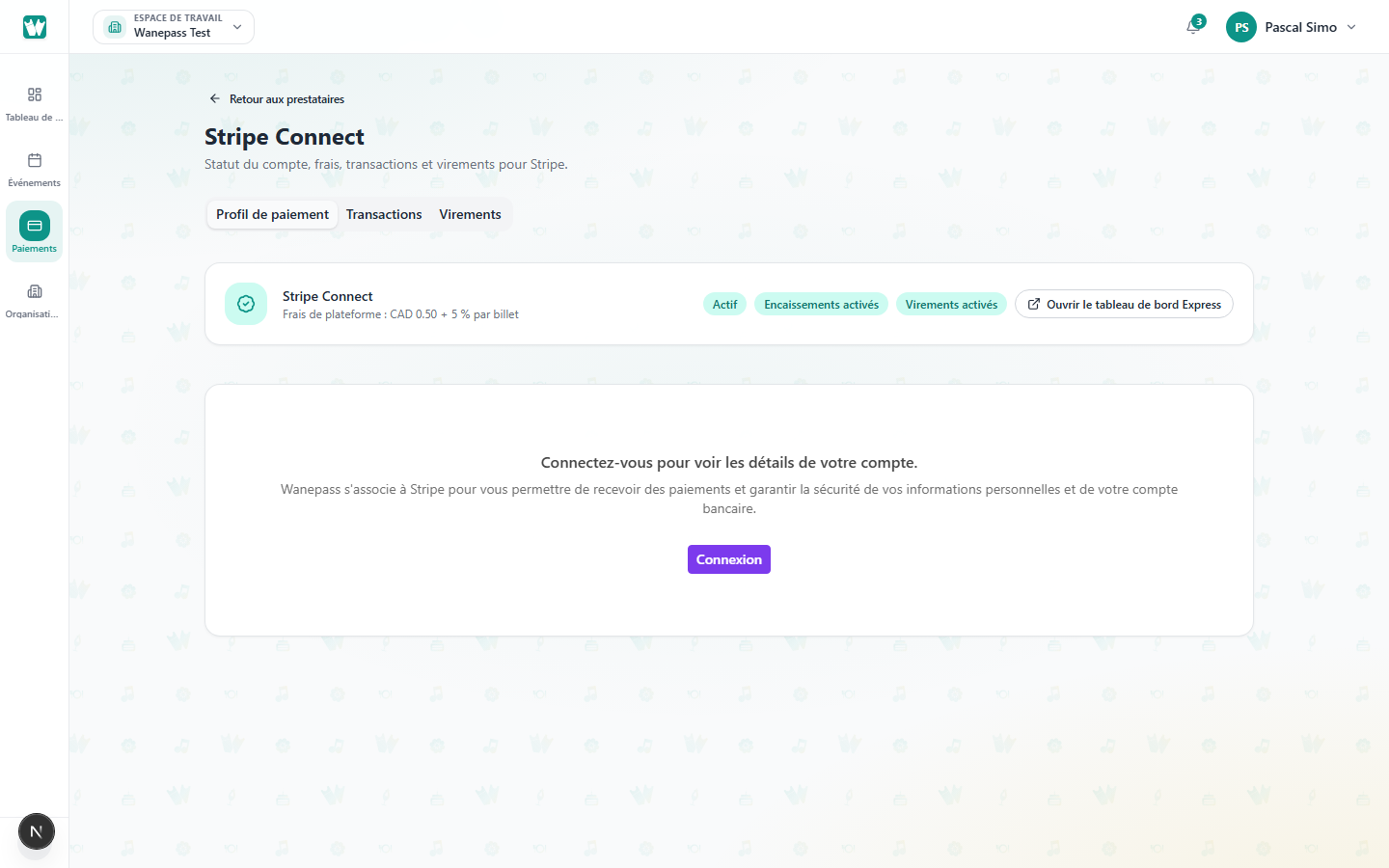 Screenshot: Payments summary with total revenue